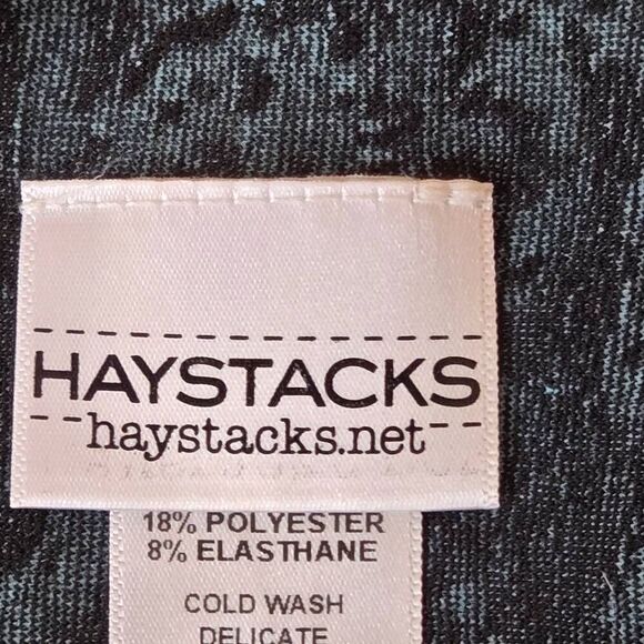 Haystacks Womens Textured Turquoise Black Pull On A-Line Stretch Skirt Size Medi - Picture 3 of 11